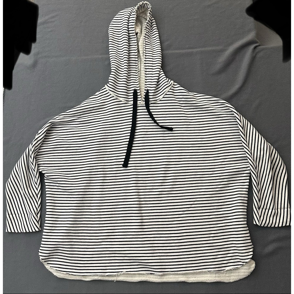 Frank & Eileen Tee Lab Striped Cotton Hoodie Navy White LAB521FST Large L